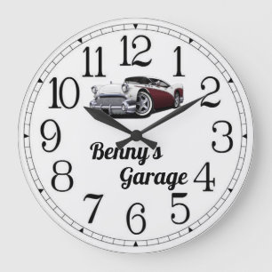 Benny's Classic Car Garage Large Clock