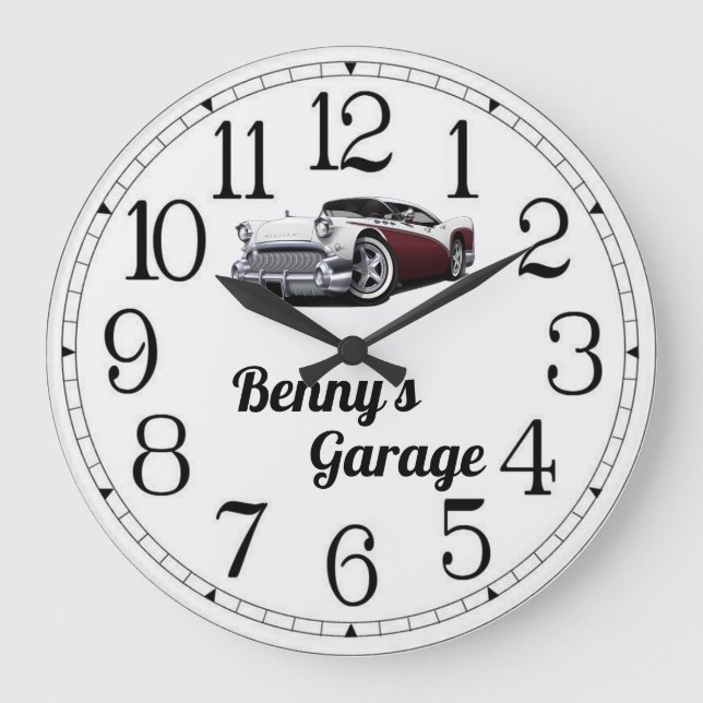 Benny's Classic Car Garage Large Clock (Front)