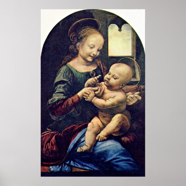 Benois Madonna by Leonardo di ser Piero da Vinci Poster (Front)