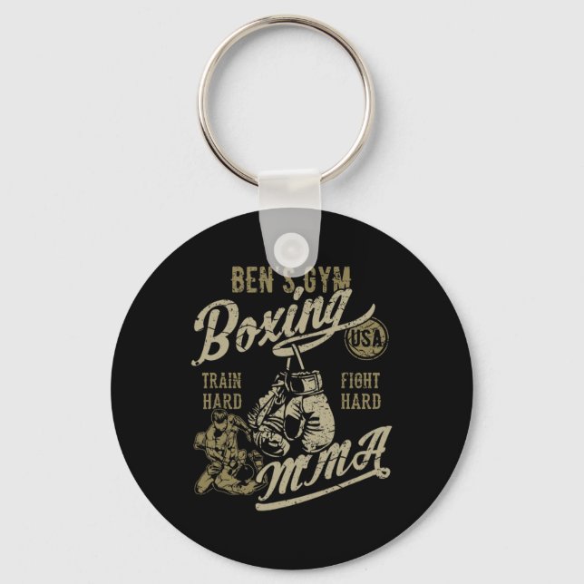 Ben's Gym Boxing Mma Retro Design For The Name Ben Keychain (Front)