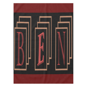 Bens name in art form colors red black gold tablecloth