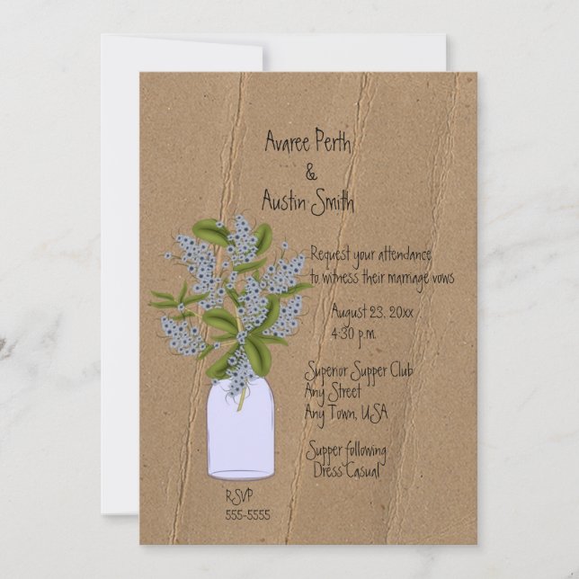 Bent Cardboard Look Wedding Invitations (Front)