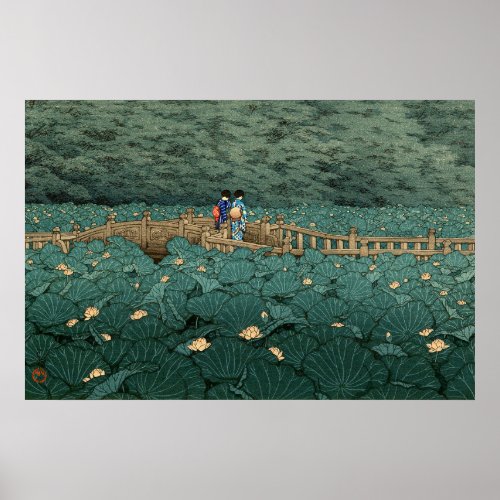 Benten Pond at Shiba Kawase Hasui Japanese Scenery Poster