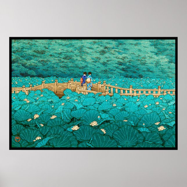 Benten Pond at Shiba Kawase Hasui japanese scenery Poster (Front)