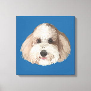 Bentley Portrait Pet Drawing Dark Blue Canvas Print