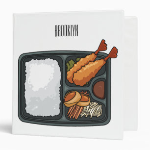 Bento cartoon illustration 3 ring binder