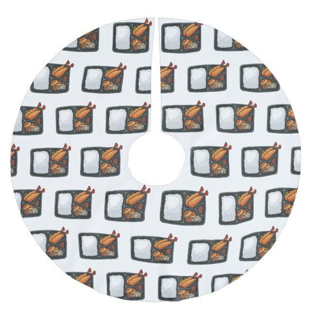 Bento cartoon illustration  brushed polyester tree skirt (Front)