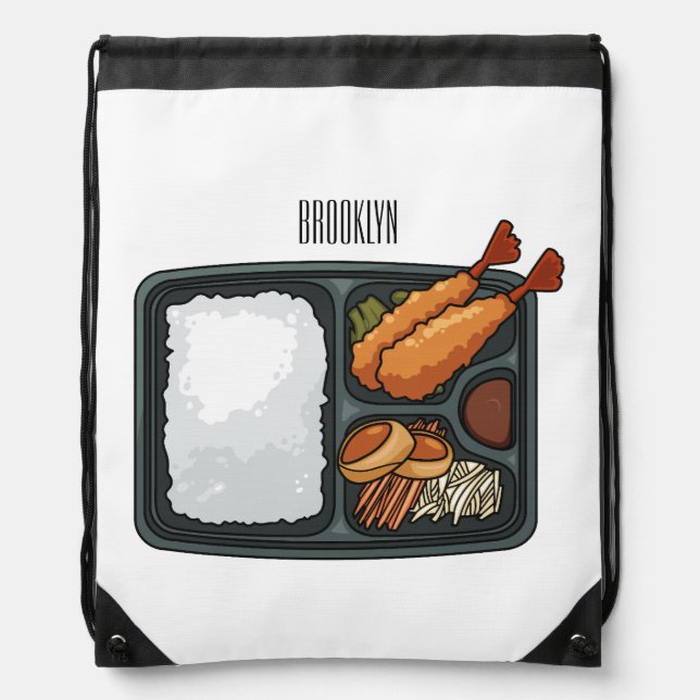 Bento cartoon illustration  drawstring bag (Front)