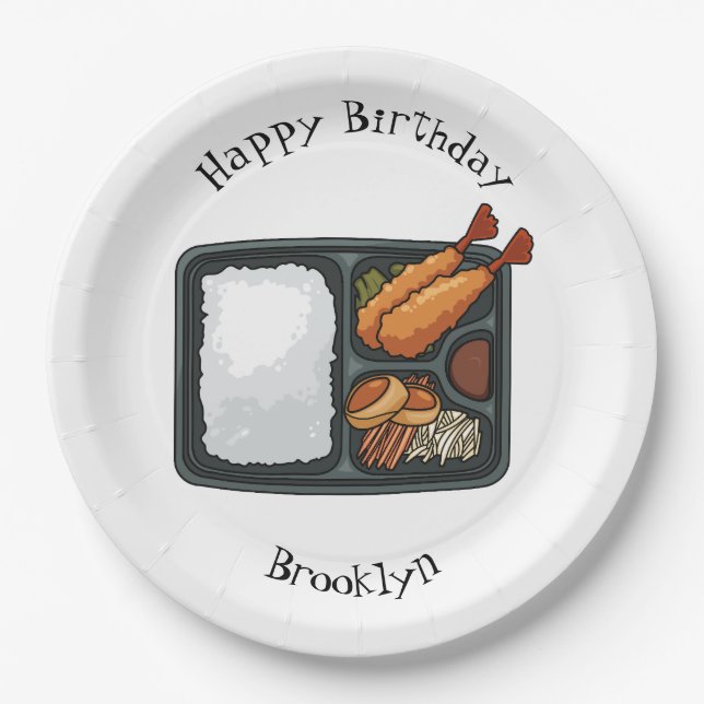 Bento cartoon illustration paper plates (Front)
