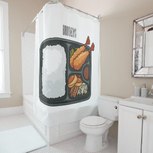 Bento cartoon illustration shower curtain