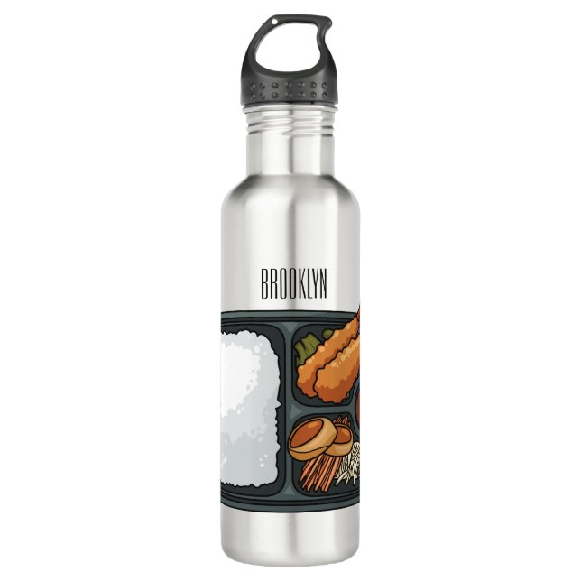 Bento cartoon illustration   stainless steel water bottle (Front)