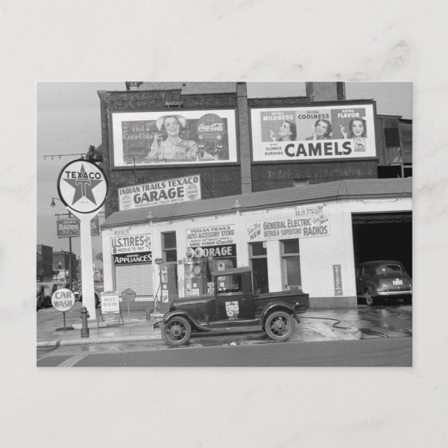 Benton Harbor Filling Station, 1940s Postcard (Front)