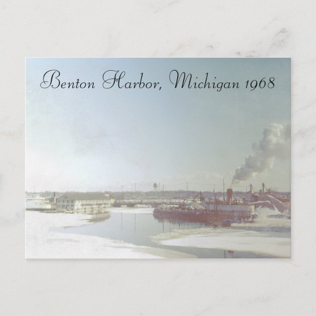 Benton Harbor Michigan and River Postcard (Front)