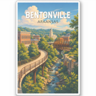 Bentonville Arkansas Illustration Travel Art Sticker
