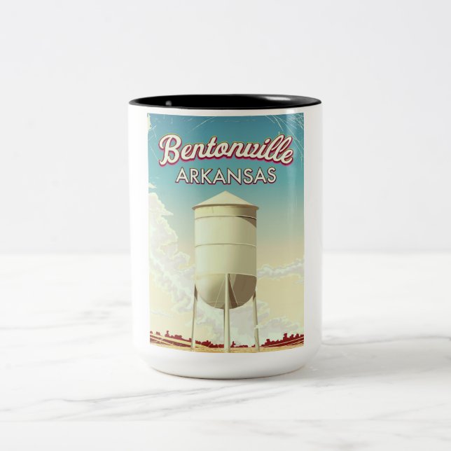 Bentonville, Arkansas travel poster. Two-Tone Coffee Mug (Center)