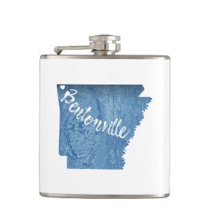 Bentonville Arkansas Wood Grain Flask