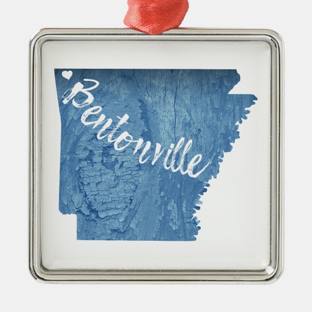 Bentonville Arkansas Wood Grain Metal Ornament (Front)