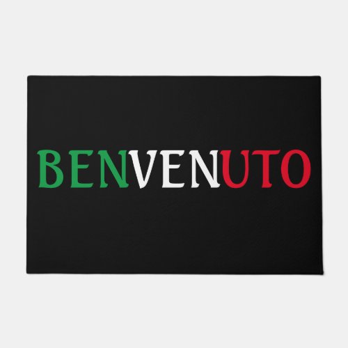 Benvenuto Welcome in Italian Flag Colors Doormat