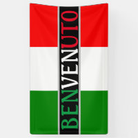 Benvenuto Welcome on Italian Flag Banner