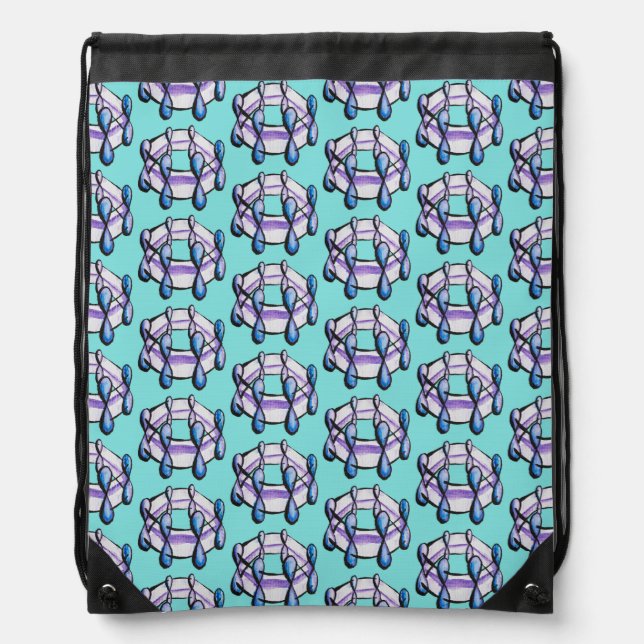 Benzene Molecule Art Organic Chemistry Pattern Drawstring Bag (Front)