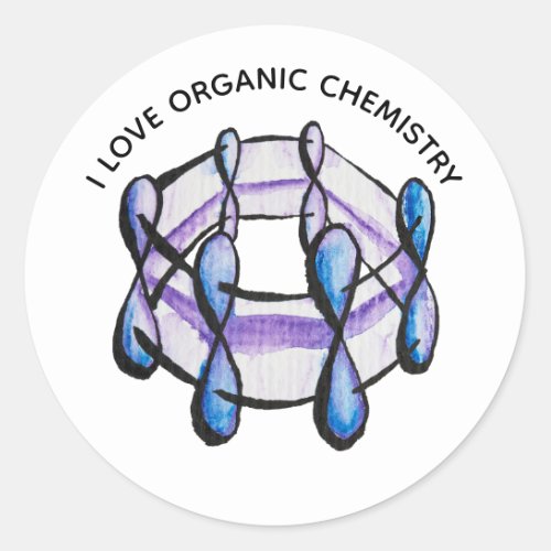 Benzene Molecule Love Chemistry Classic Round Sticker