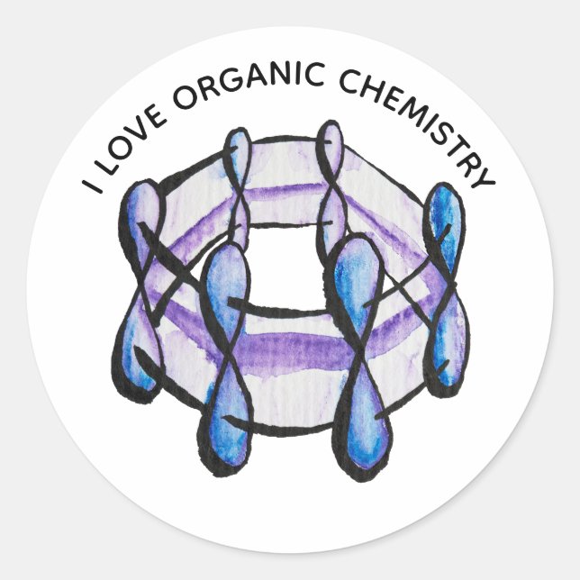Benzene Molecule Love Chemistry Classic Round Sticker (Front)
