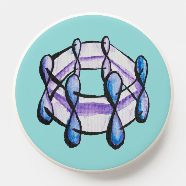 Benzene Molecule Organic Chemistry Art In Blue PopSocket (Popsocket)