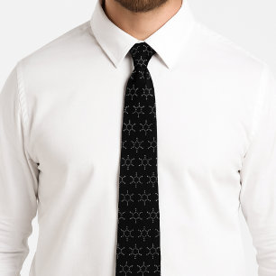 Benzene Molecule Pattern Black Neck Tie
