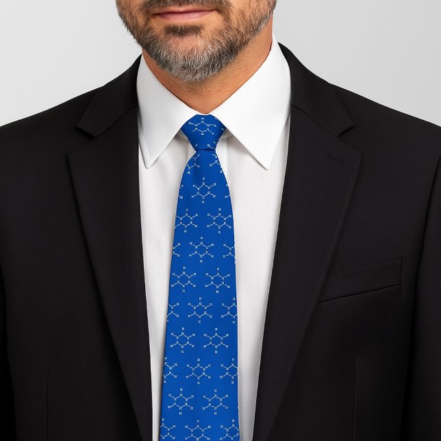 Benzene Molecule Pattern Blue Neck Tie (Benzene Molecule Pattern Blue Neck Tie)