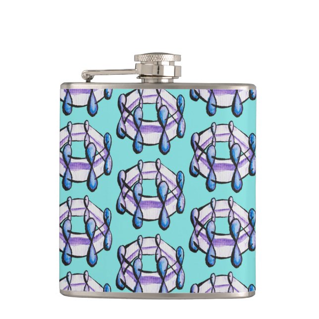 Benzene Molecule Pattern Organic Chemistry Art Flask (Front)