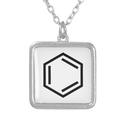 BENZENE RING SYMBOL SILVER PLATED NECKLACE