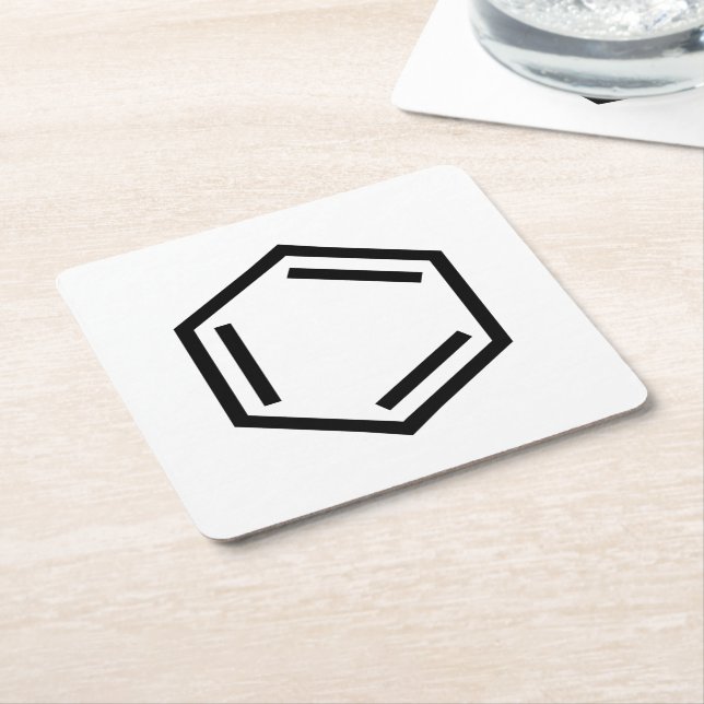 BENZENE RING SYMBOL SQUARE PAPER COASTER (Angled)