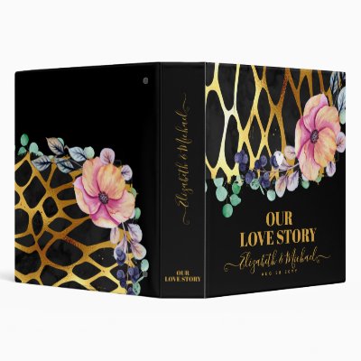 BEORGANIZED Our Love Story Leopard Print Gold Plan 3 Ring Binder