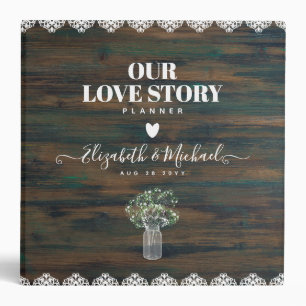 BEORGANIZED WEDDING PLANNER Gypsophila Rustic Lace 3 Ring Binder