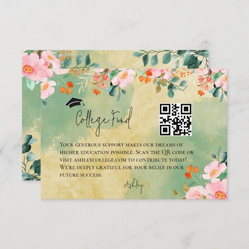 Beown pink floral botanical fund graduation enclosure card
