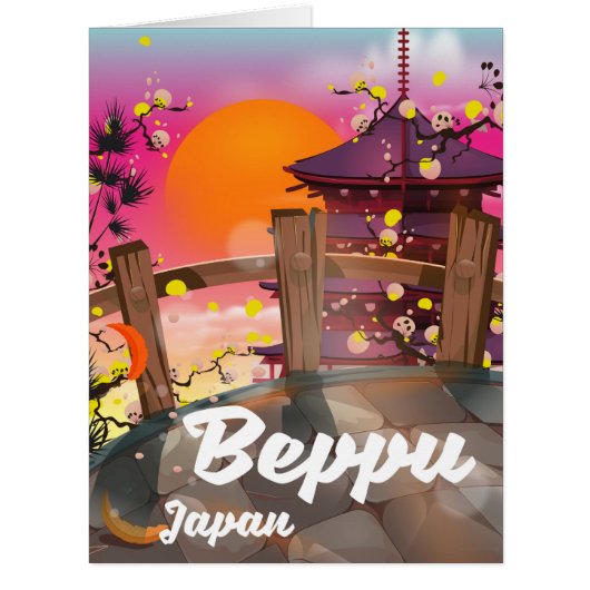 Beppu Japanese travel poster Cards (Front)