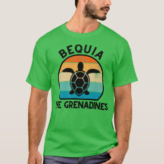 Bequia The Grenadines Retro Sunset with Turtle 21 T-Shirt
