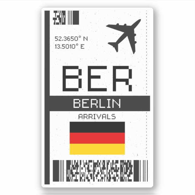 BER Berlin Boarding Pass - Germany Travel Sticker (Front)