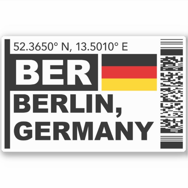 BER Berlin Boarding Pass - Germany Travel Sticker (Front)