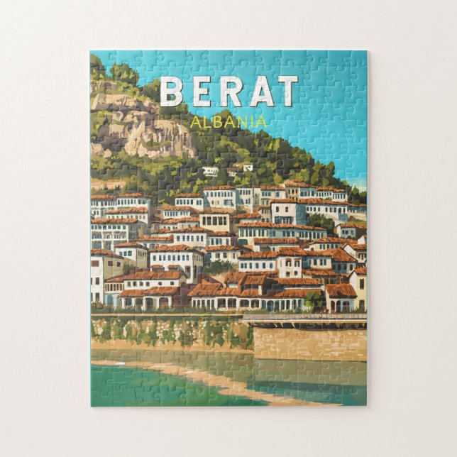 Berat Albania Travel Art Vintage Jigsaw Puzzle (Vertical)