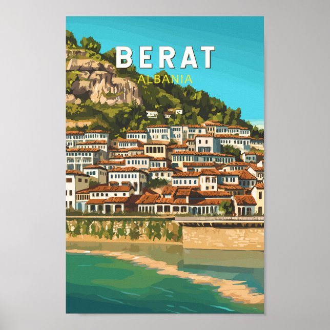 Berat Albania Travel Art Vintage Poster (Front)