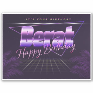 Berat First Name Last Name purple retro sticker bi