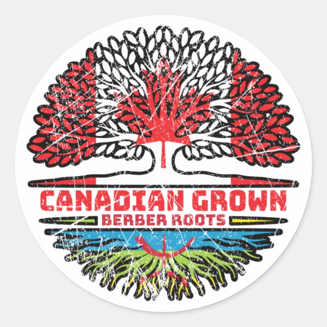 Berber Amazigh Canadian Canada Tree Roots Flag Classic Round Sticker (Front)