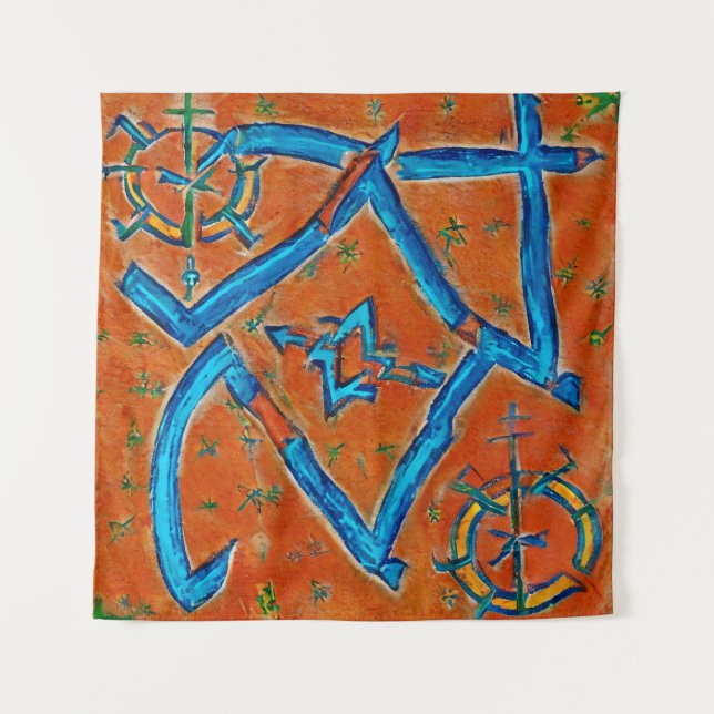 Berber Amazigh motifs, abstract signs and symbols Tapestry (Front)