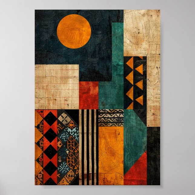Berber Tribal Graphics: Geometric Earth Tones Poster (Front)