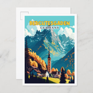 Berchtesgaden Germany vintage travel illustration Postcard