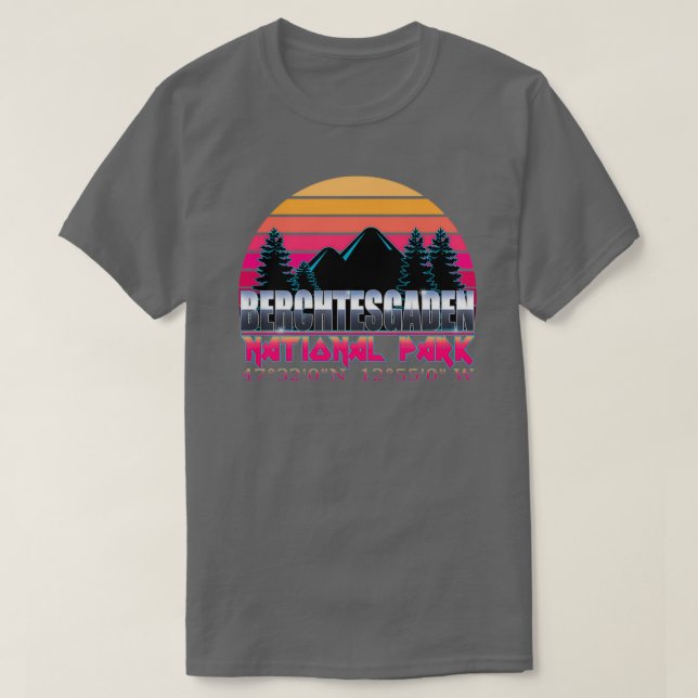 Berchtesgaden National Park with GPS Location 80s  T-Shirt (Design Front)
