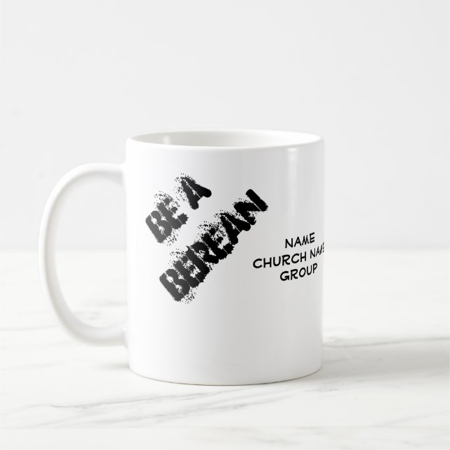 Berean Apologetics Bible Verse Personalized White Coffee Mug (Left)