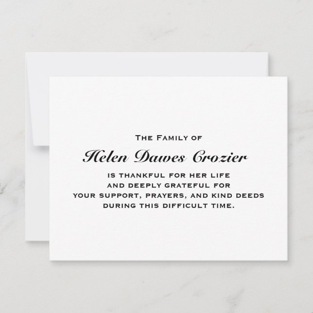 Bereavement and Sympathy Flat Notecard (Front)