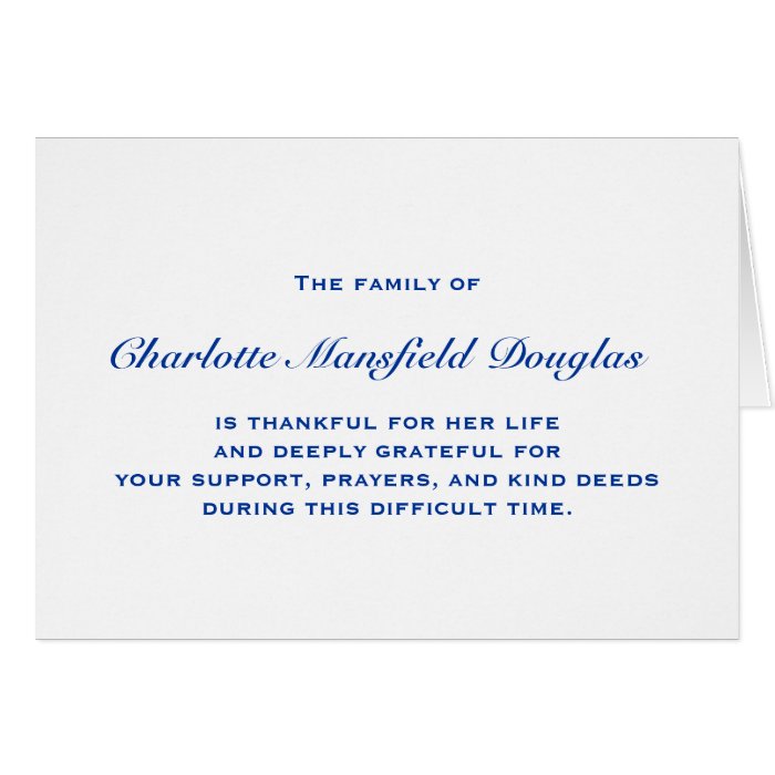 Bereavement and Sympathy Thank You Notes Card